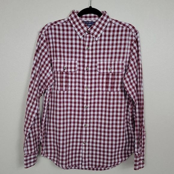 ON Regular Fit Red Gingham Button-down, Size Medium - Picture 5 of 5